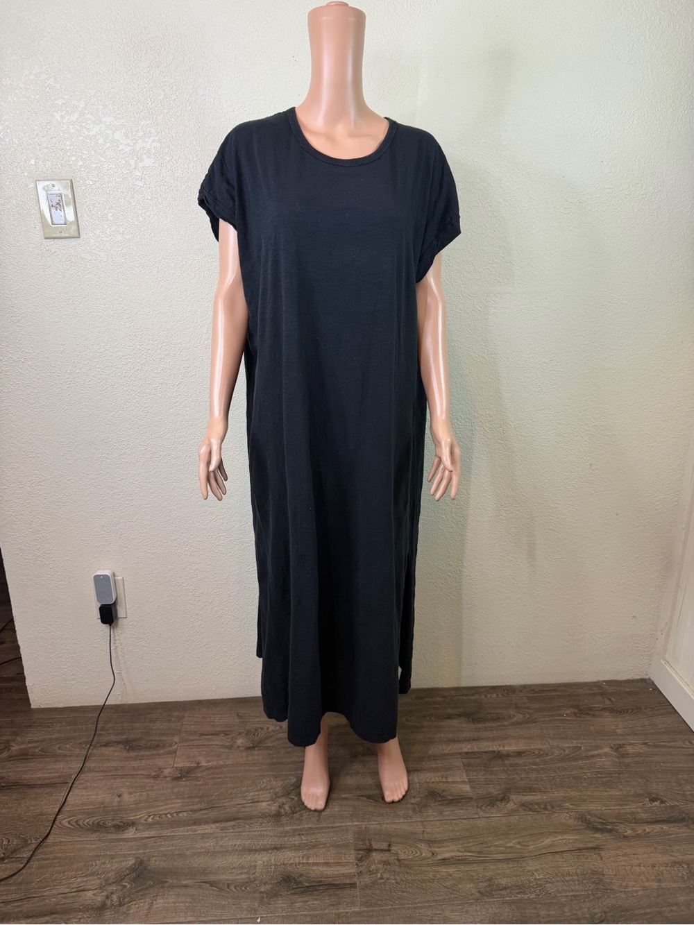 Natural life Black Relaxed T-Shirt Maxi Dress Sz large 💯 cotton